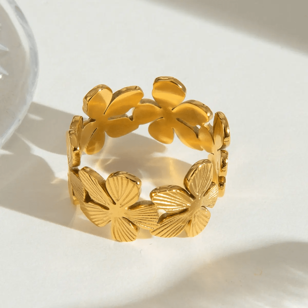 Flower 18k Gold Plated Stainless Steel