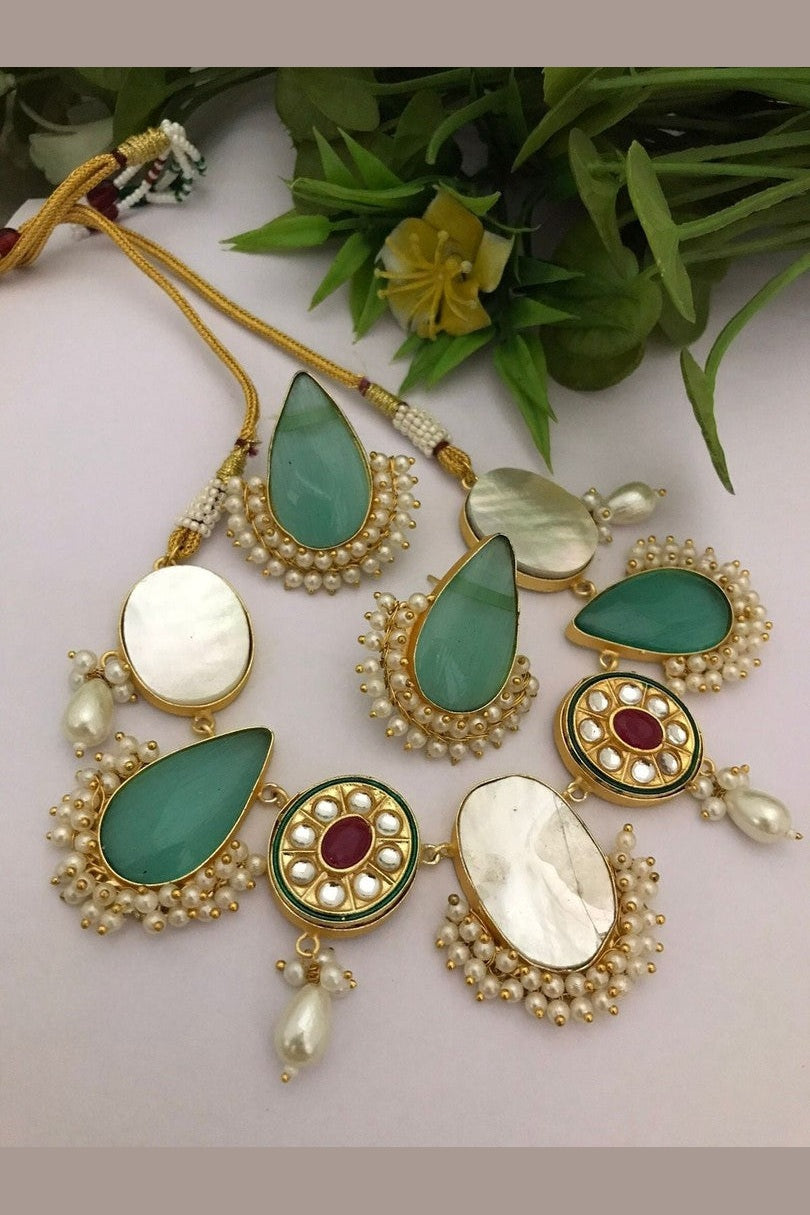 Real mother pearl kalindi set