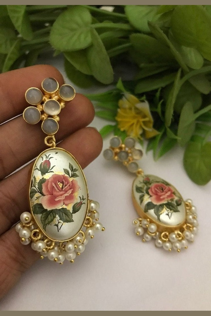 Aaloka japnese real pearl earrings