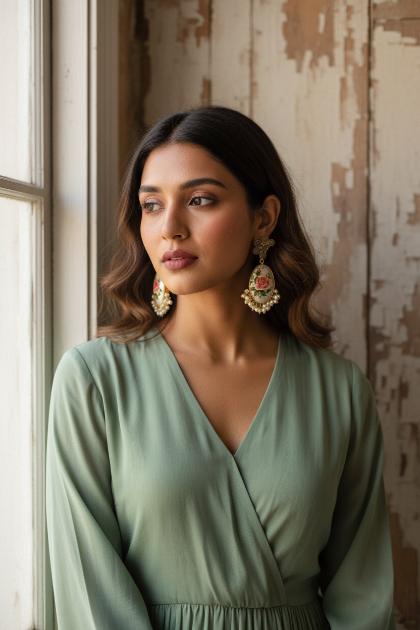 Aaloka japnese real pearl earrings