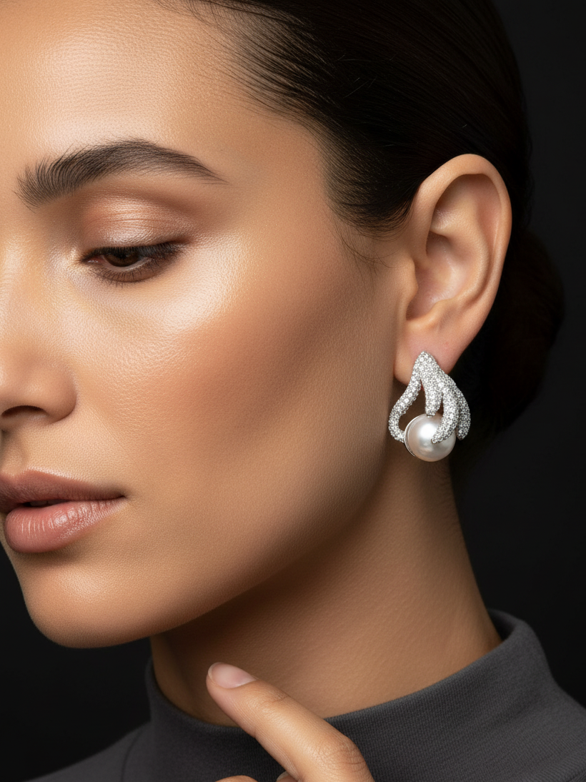 Floral diamond on pearl