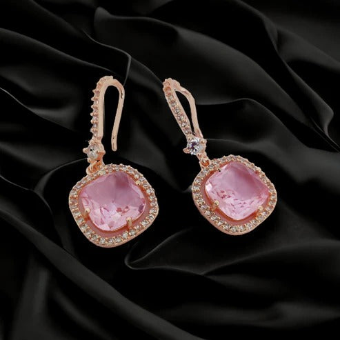 Square rose gold hook back earrings