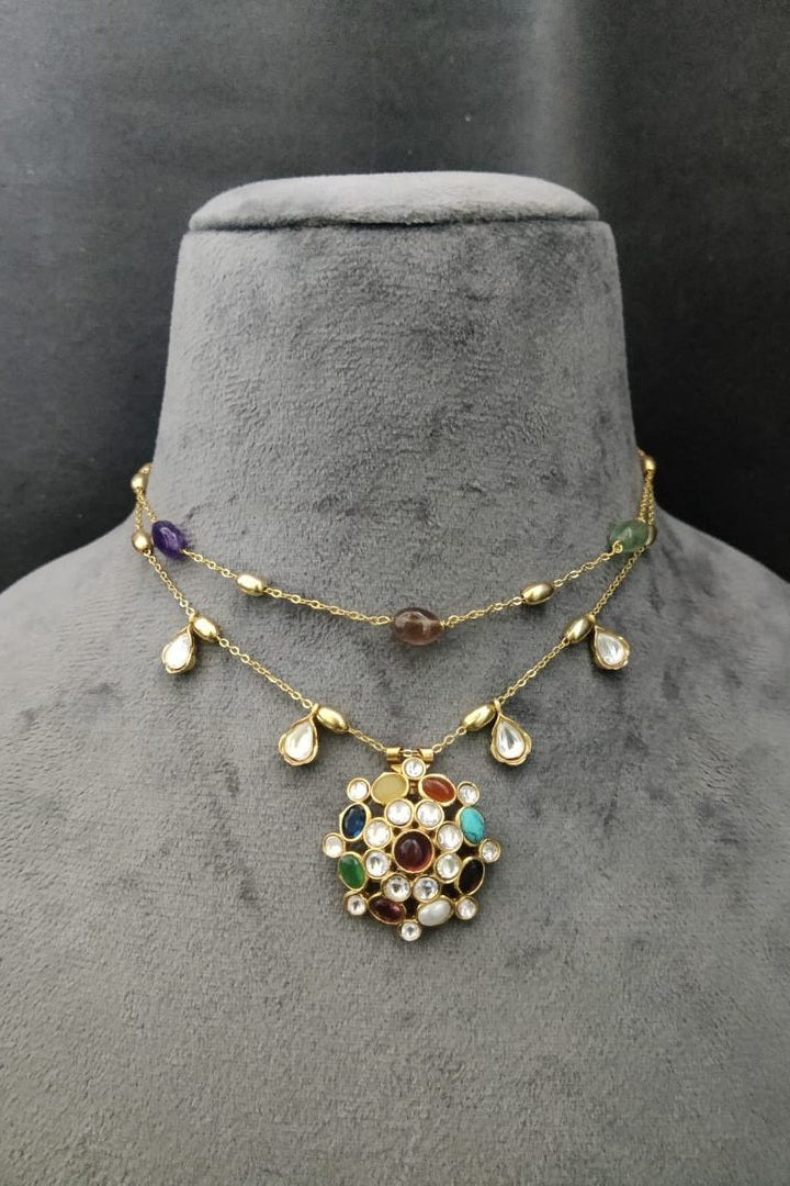 Rashmika polki kundan necklace
