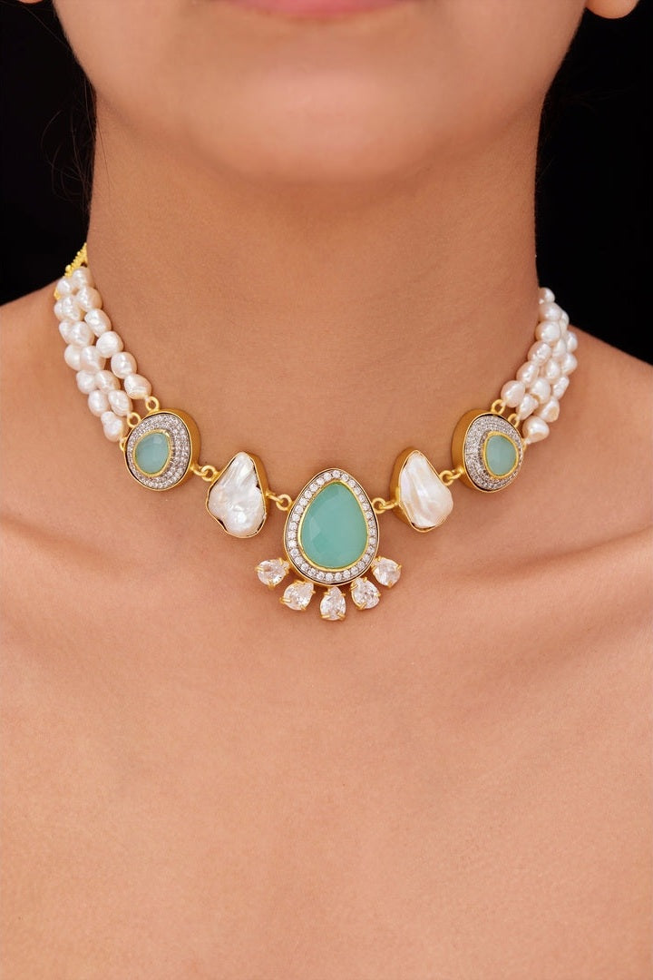 Leena Real Pearl Choker Set
