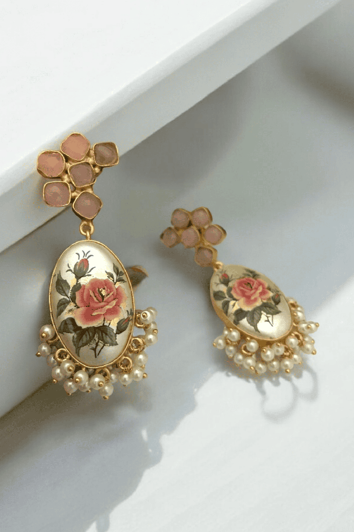 Aabhikya Japnese real pearl earrings