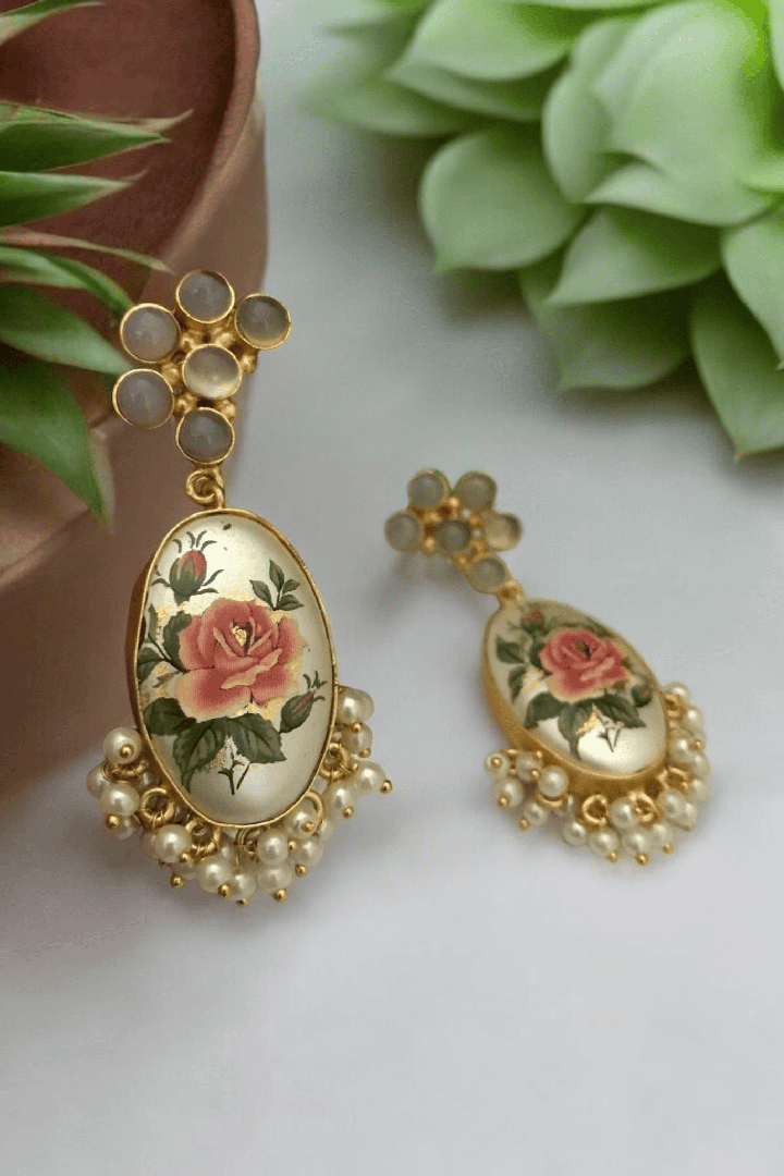 Aaloka japnese real pearl earrings