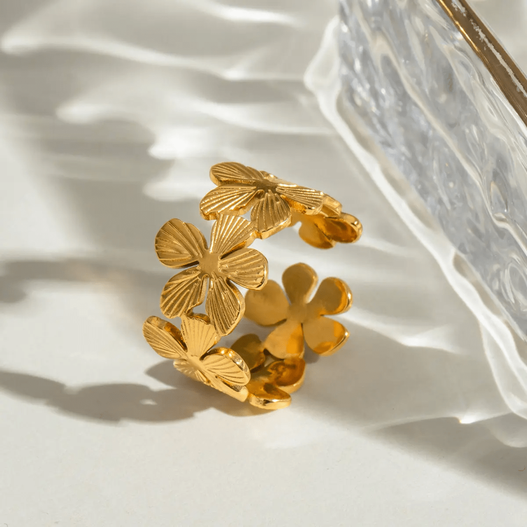 Flower 18k Gold Plated Stainless Steel