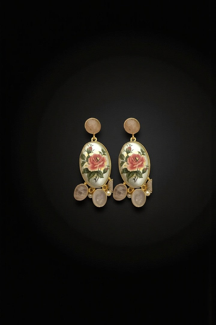 Rosy real pearl earrings