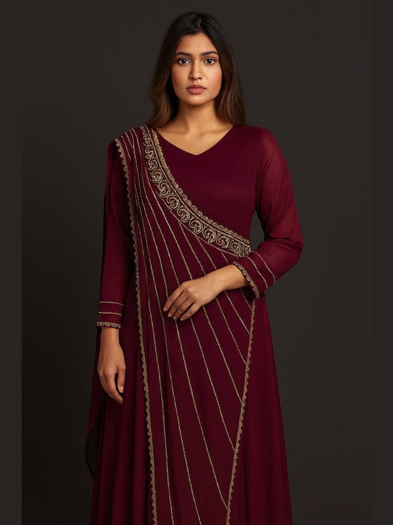 Indo Western Saree Style Gown – Aganya kreation