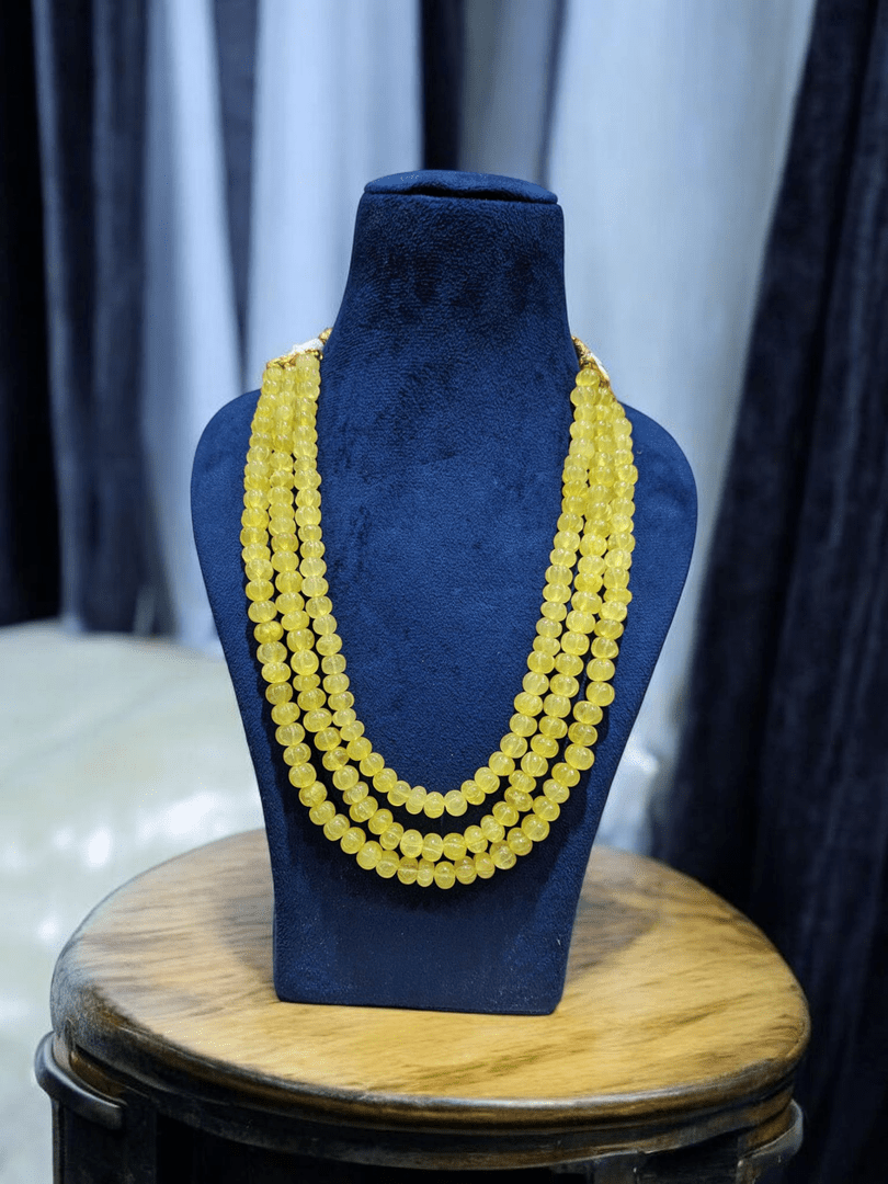 Charu pumpkin beads real stone mala
