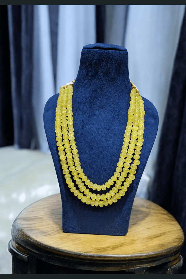 Charu pumpkin beads real stone mala