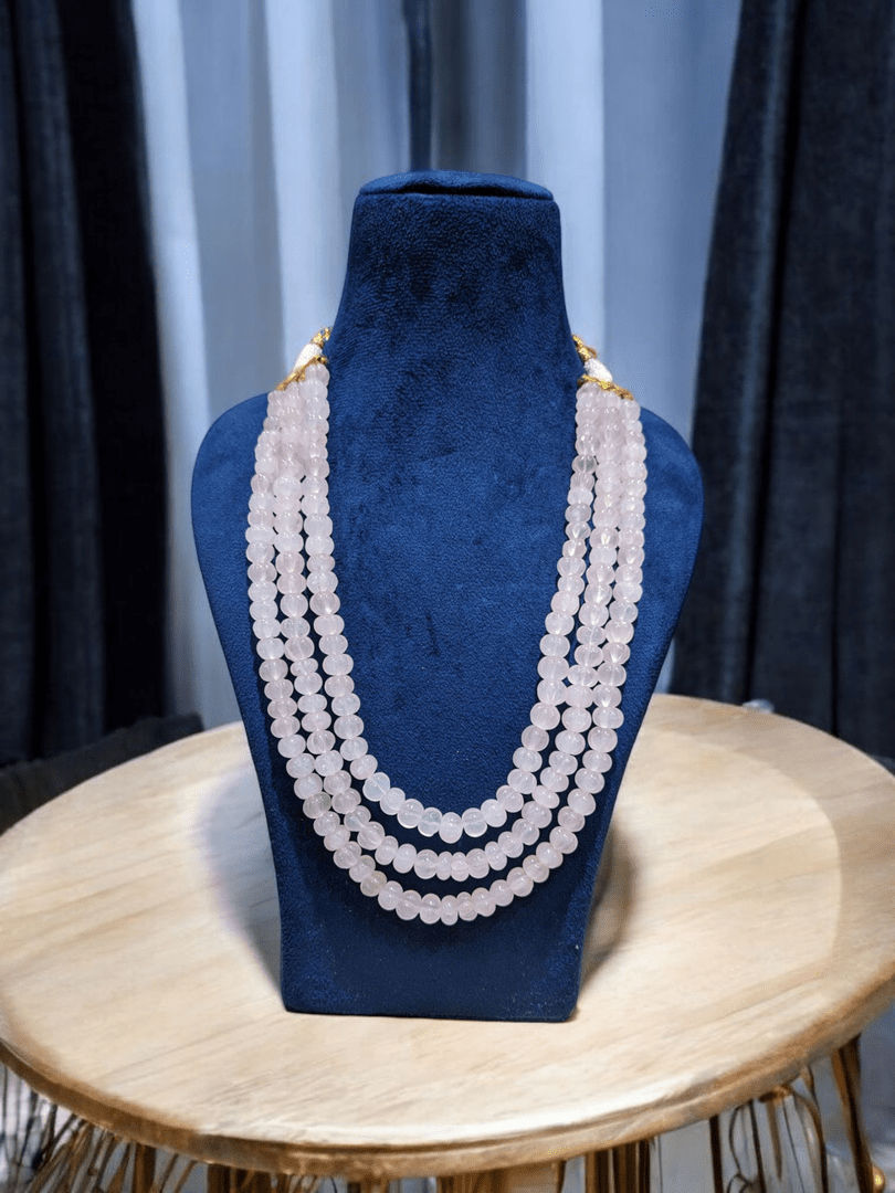 Pumpkin beads trilokini natural stone mala