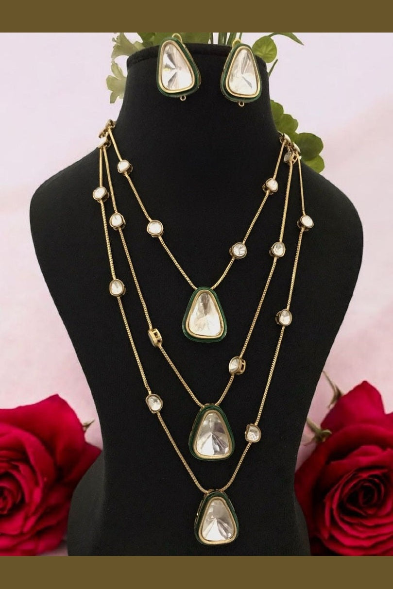Polki kundan noor long mala set