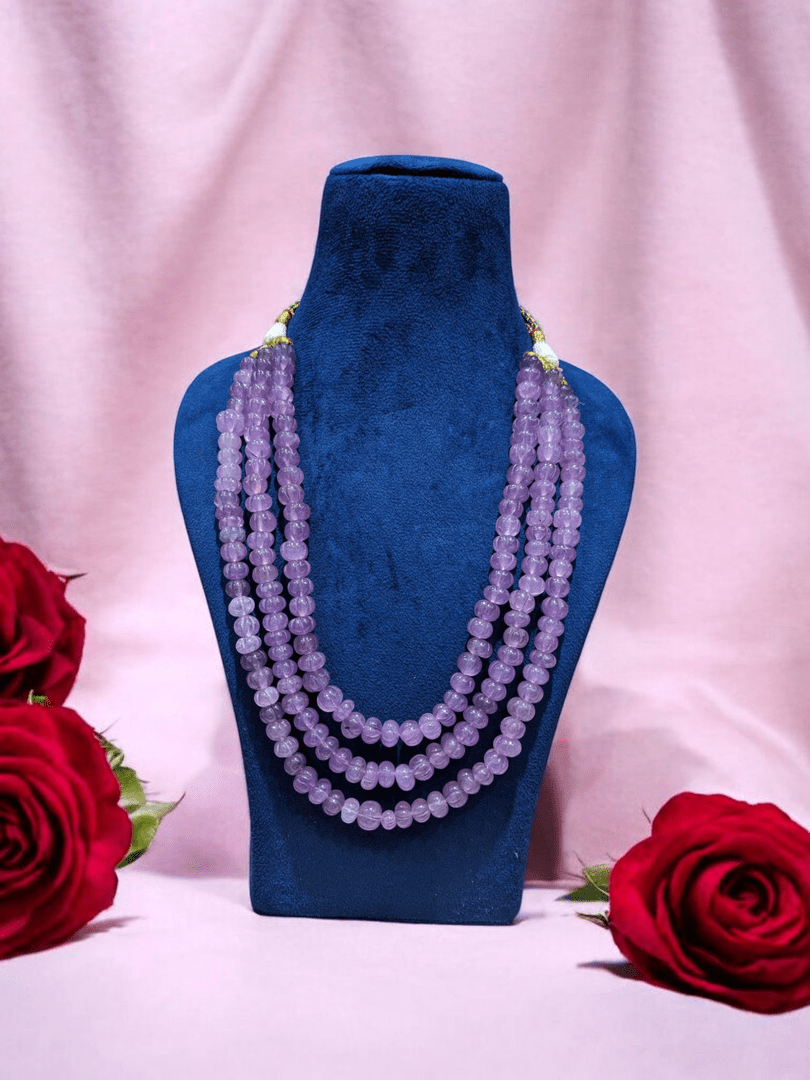 Swara pumpkin beads real stone mala