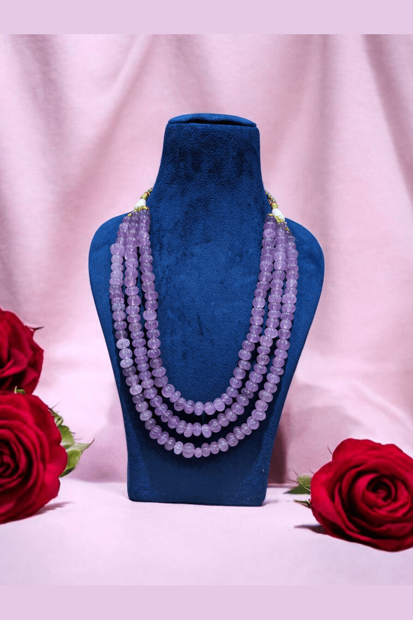 Swara pumpkin beads real stone mala