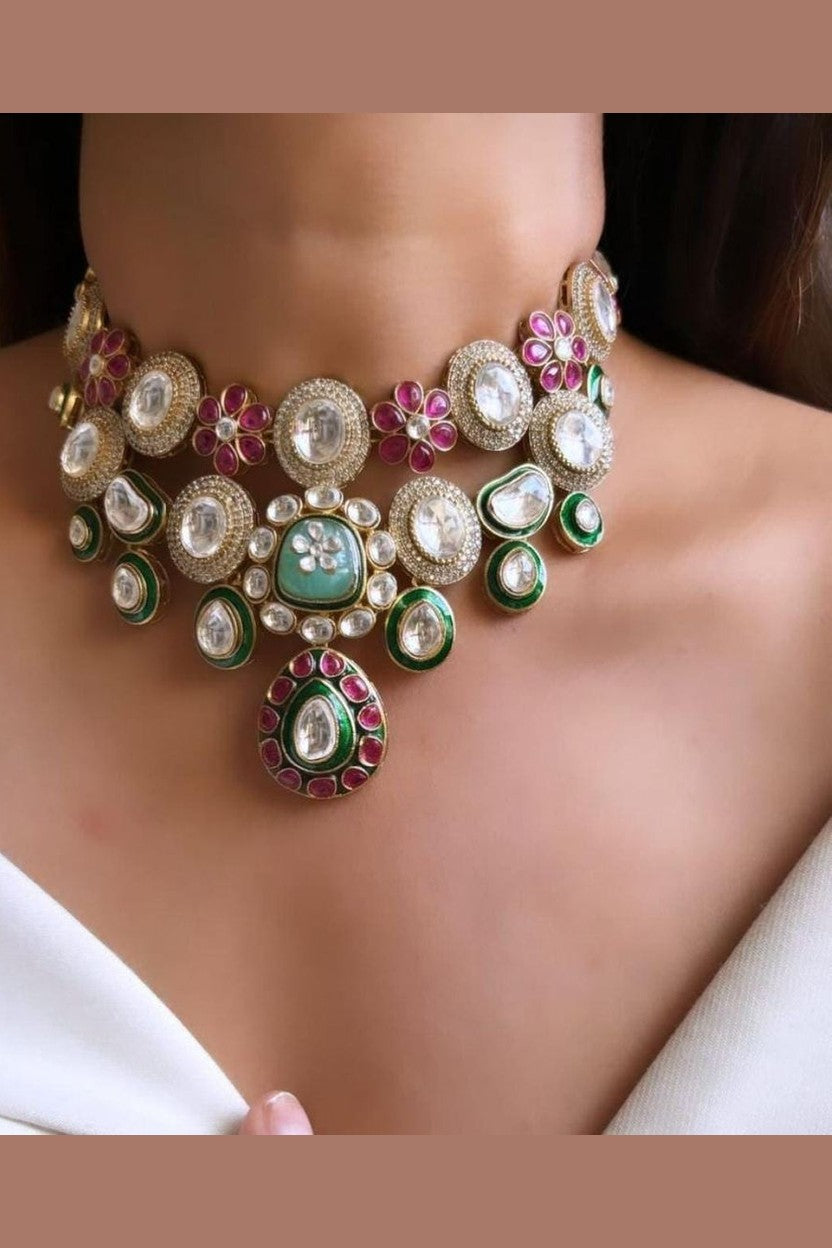 Anokhi Moissanite polki kundan set