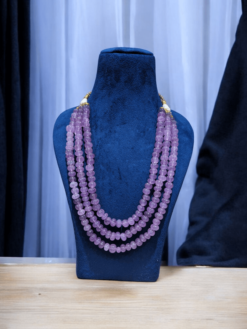Swara pumpkin beads real stone mala
