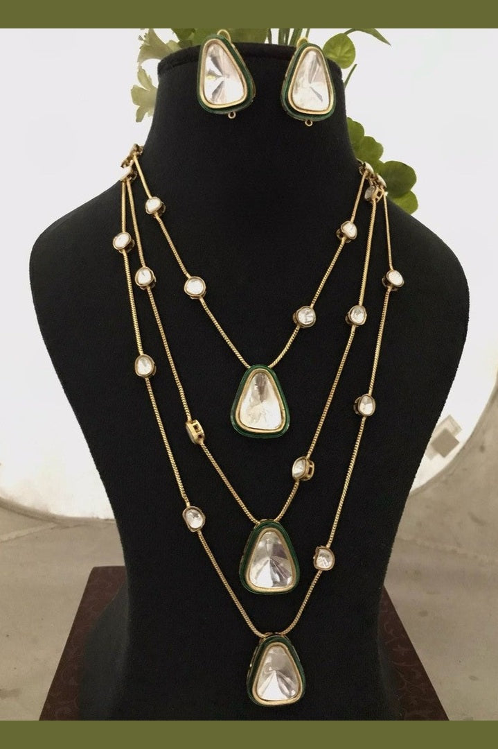 Polki kundan noor long mala set