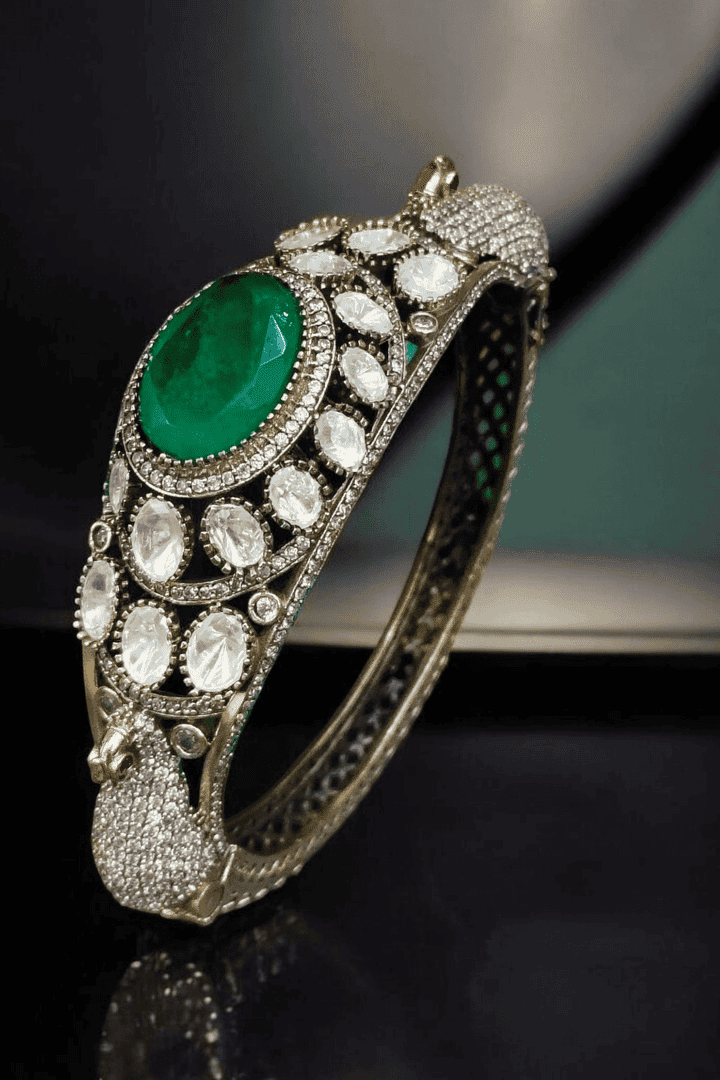 Peacock openable polki bangle