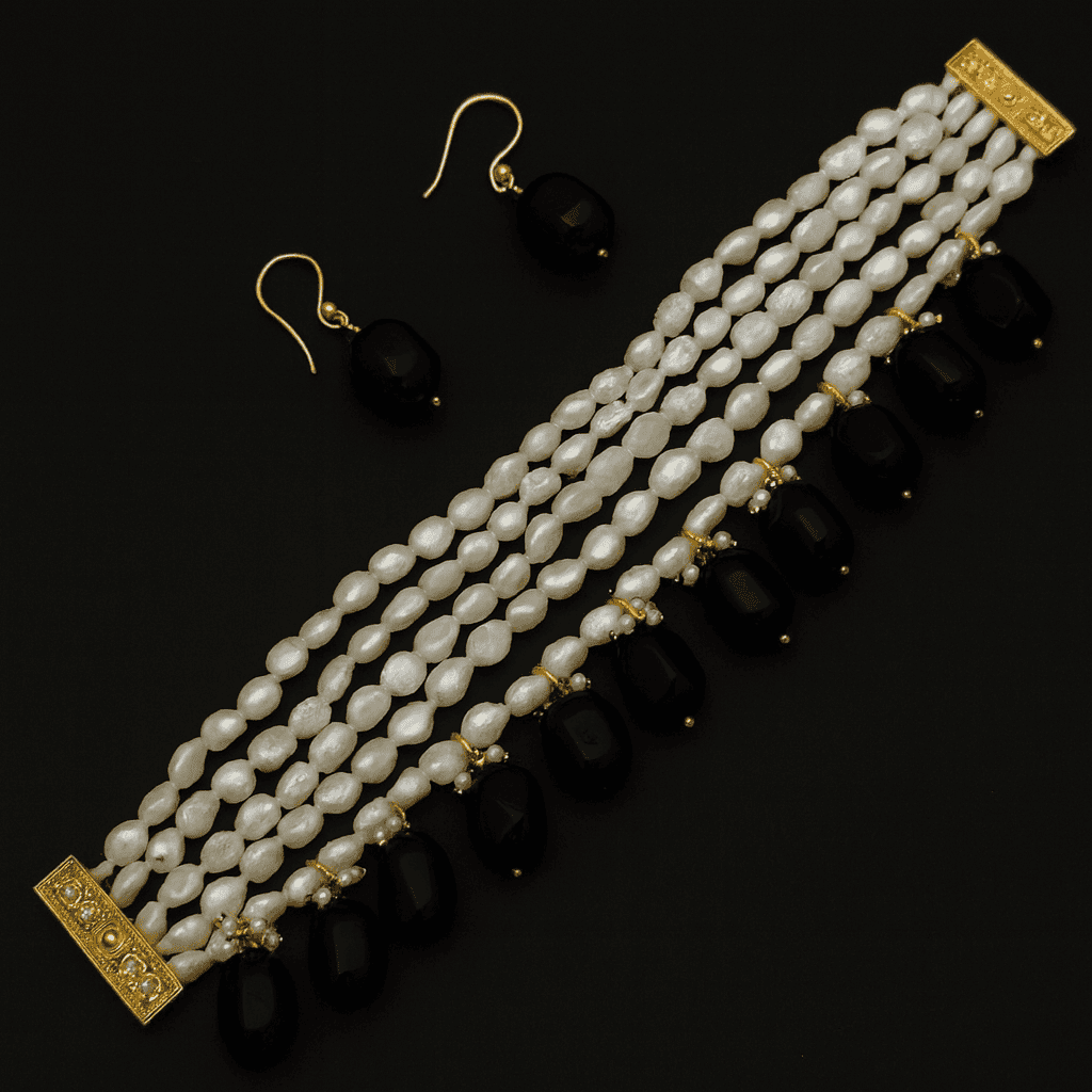 Real pearl Simon semi precious set