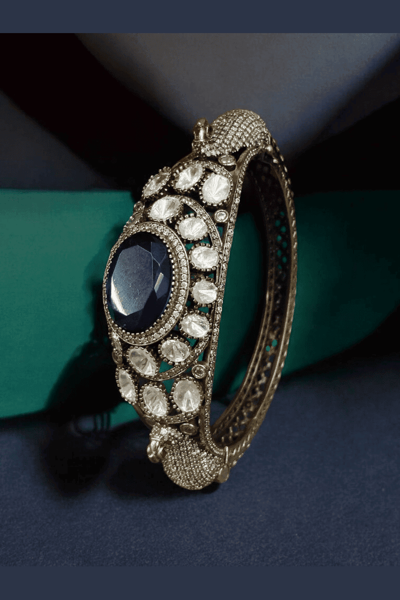 Peacock openable polki bangle