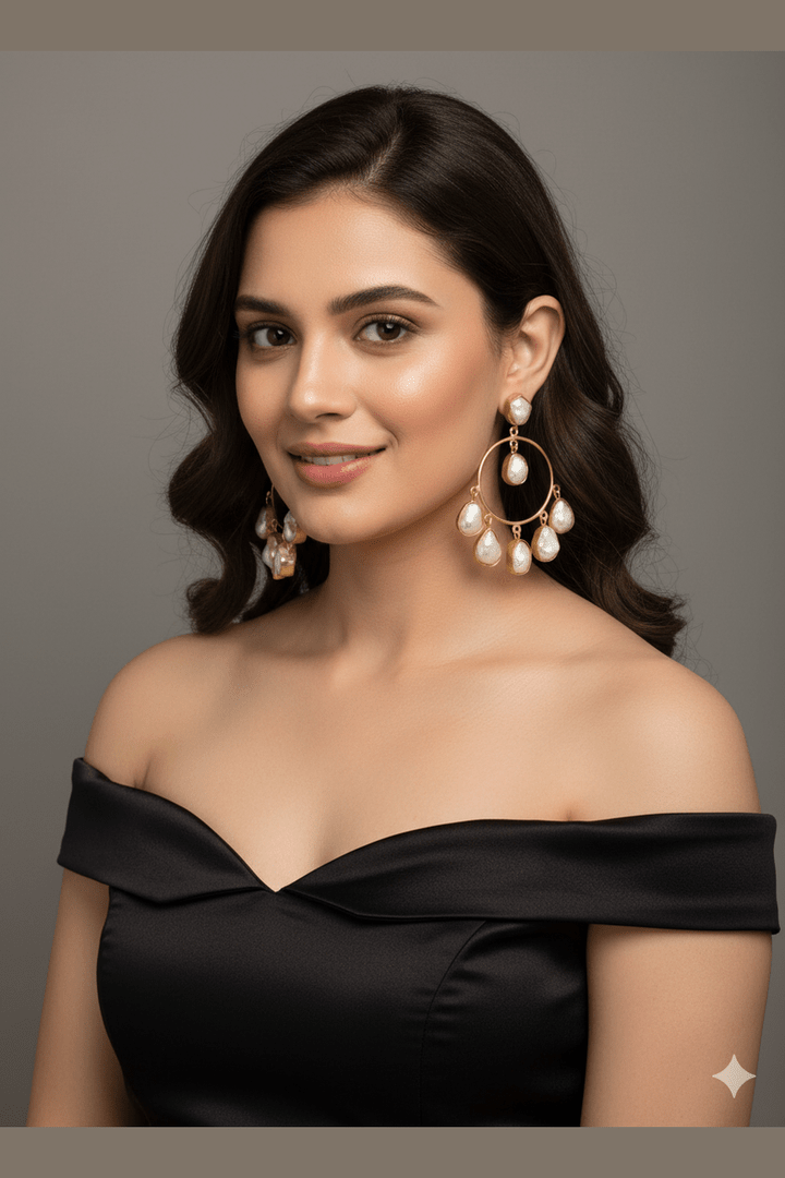 Mudra real pearl Hoops