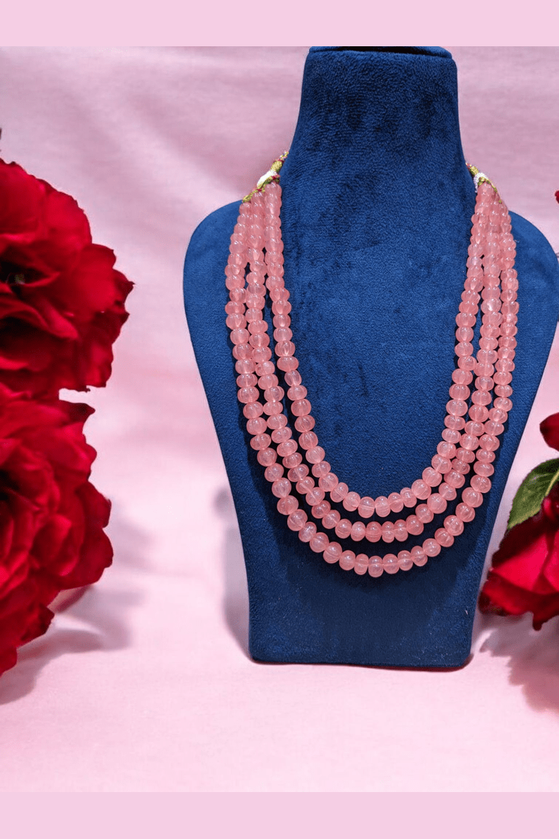 Rakshini pumpkin beads real stone mala