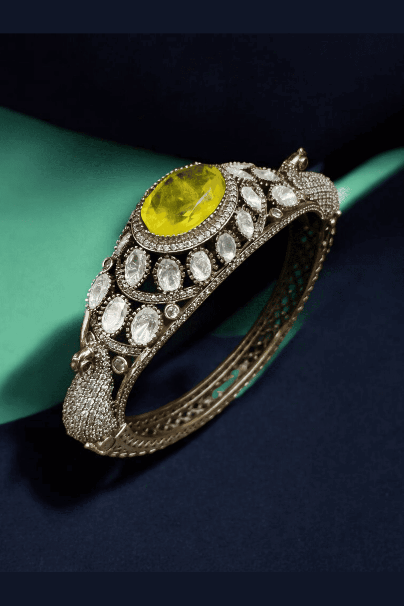 Peacock openable polki bangle