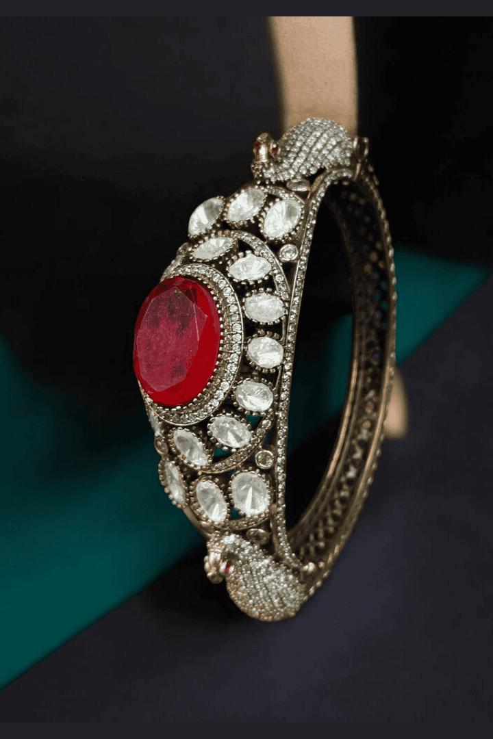 Peacock openable polki bangle