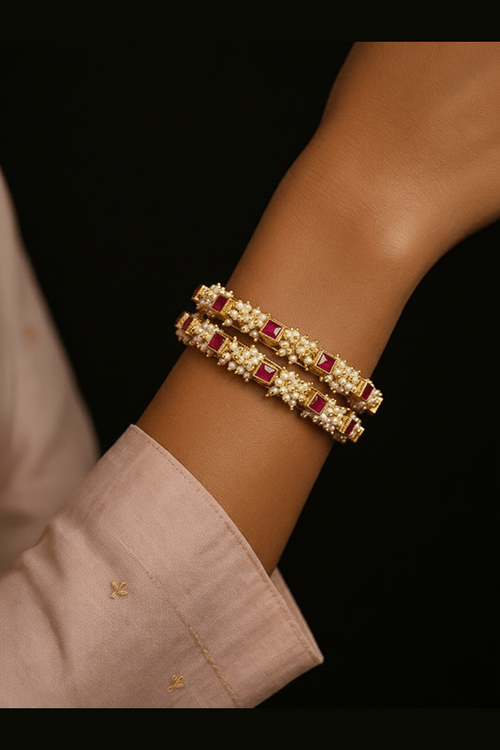 Gulmohar Polki Bangles