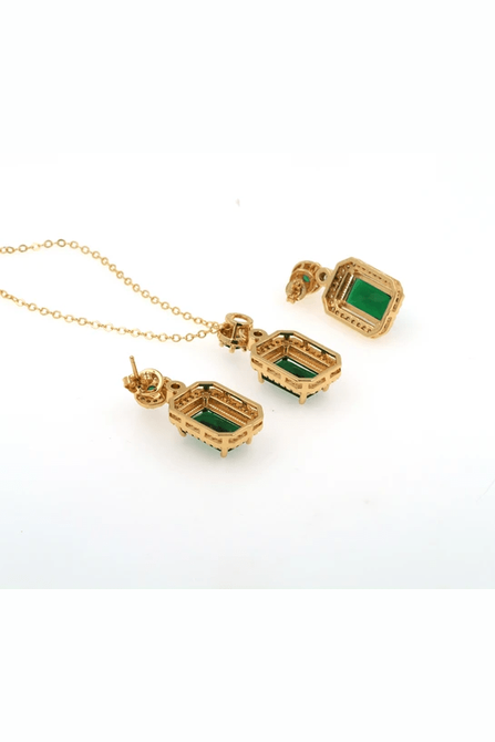 JS-9-GREEN-18k Gold Plated Stainless Steel Tarnish Free Waterproof Female Jewellery