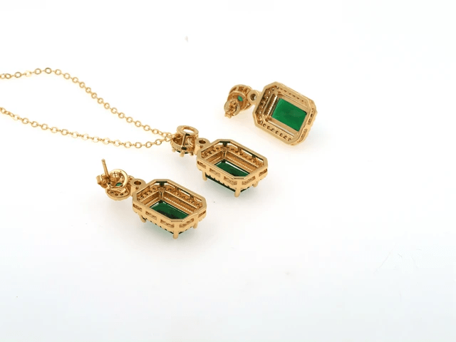 JS-9-GREEN-18k Gold Plated Stainless Steel Tarnish Free Waterproof Female Jewellery