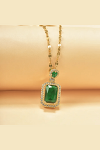JS-9-GREEN-18k Gold Plated Stainless Steel Tarnish Free Waterproof Female Jewellery