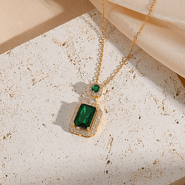JS-9-GREEN-18k Gold Plated Stainless Steel Tarnish Free Waterproof Female Jewellery