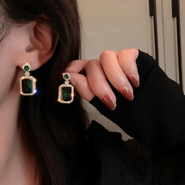 JS-9-GREEN-18k Gold Plated Stainless Steel Tarnish Free Waterproof Female Jewellery