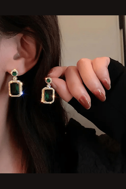 JS-9-GREEN-18k Gold Plated Stainless Steel Tarnish Free Waterproof Female Jewellery