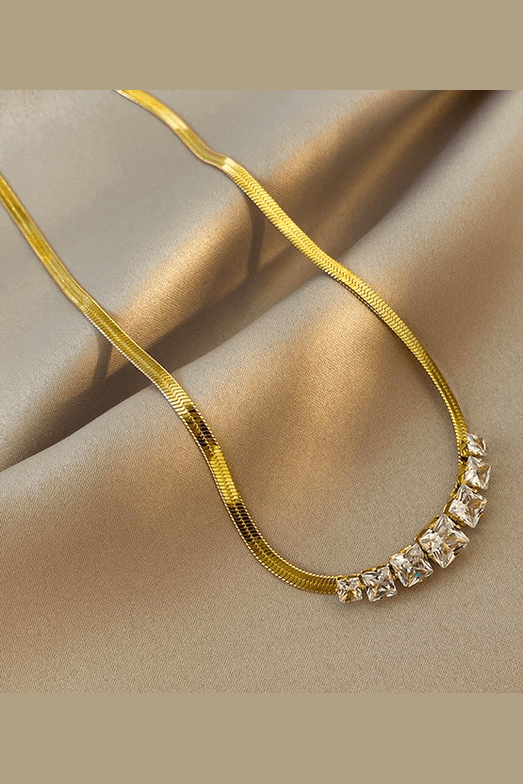 JS-17 – WHITE – 18k Gold Plated Stainless Steel Tarnish Free Waterproof Female Jewellery