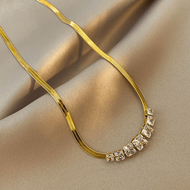 JS-17 – WHITE – 18k Gold Plated Stainless Steel Tarnish Free Waterproof Female Jewellery