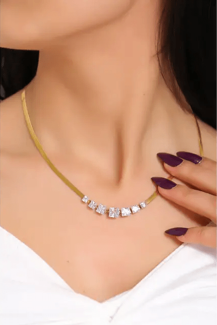 JS-17 – WHITE – 18k Gold Plated Stainless Steel Tarnish Free Waterproof Female Jewellery