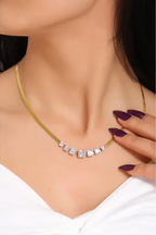 JS-17 – WHITE – 18k Gold Plated Stainless Steel Tarnish Free Waterproof Female Jewellery