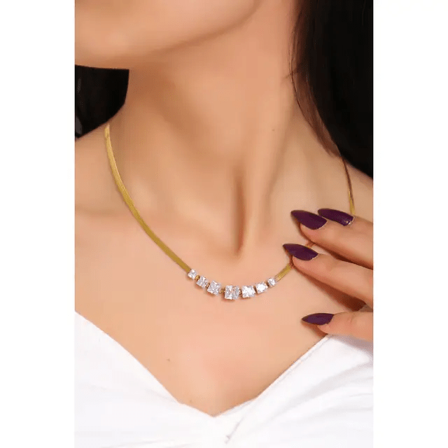 JS-17 – WHITE – 18k Gold Plated Stainless Steel Tarnish Free Waterproof Female Jewellery