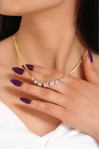 JS-17 – WHITE – 18k Gold Plated Stainless Steel Tarnish Free Waterproof Female Jewellery