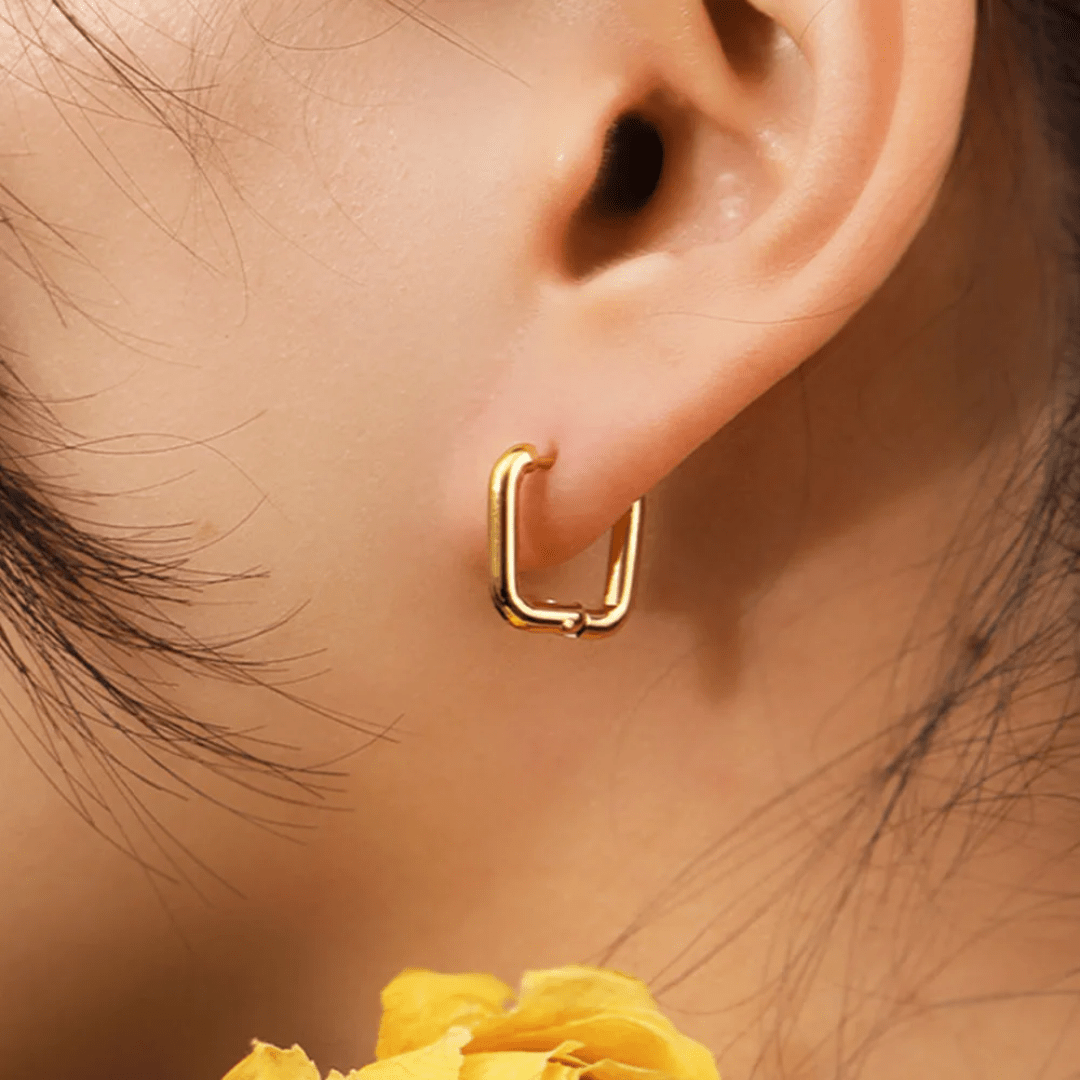 ES-278-18k Gold Plated Stainless Steel Tarnish Free Waterproof Female Earrings