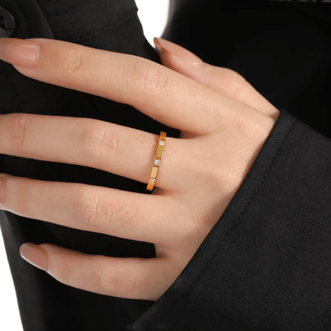 R-141 SIZE-6,7,8 AVAILABLE 18k Gold Plated Stainless Steel Tarnish Free Waterproof Female Jewellery