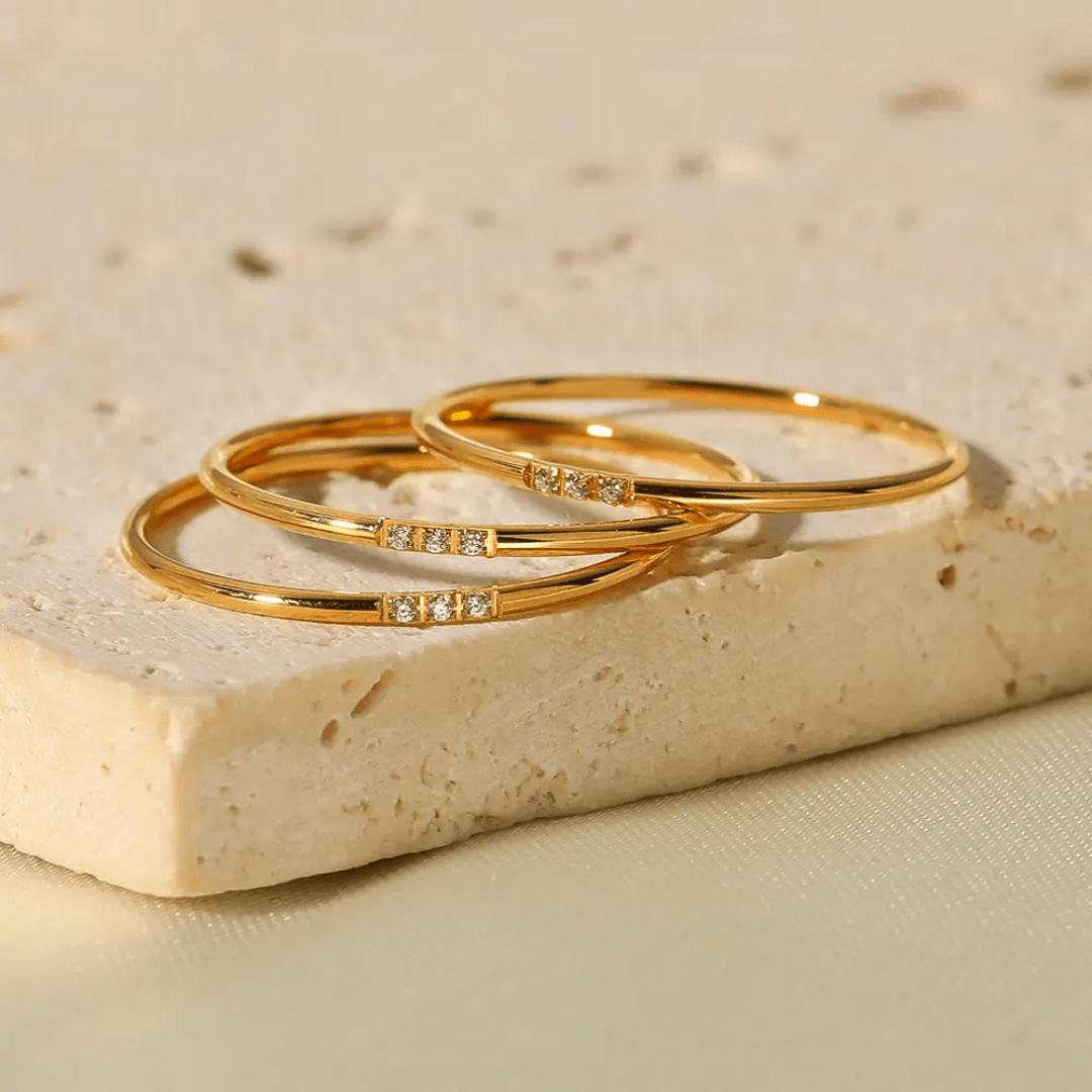 R-146 SIZE- 8 AVAILABLE 18k Gold Plated Stainless Steel Tarnish Free Waterproof Female Jewellery Copy