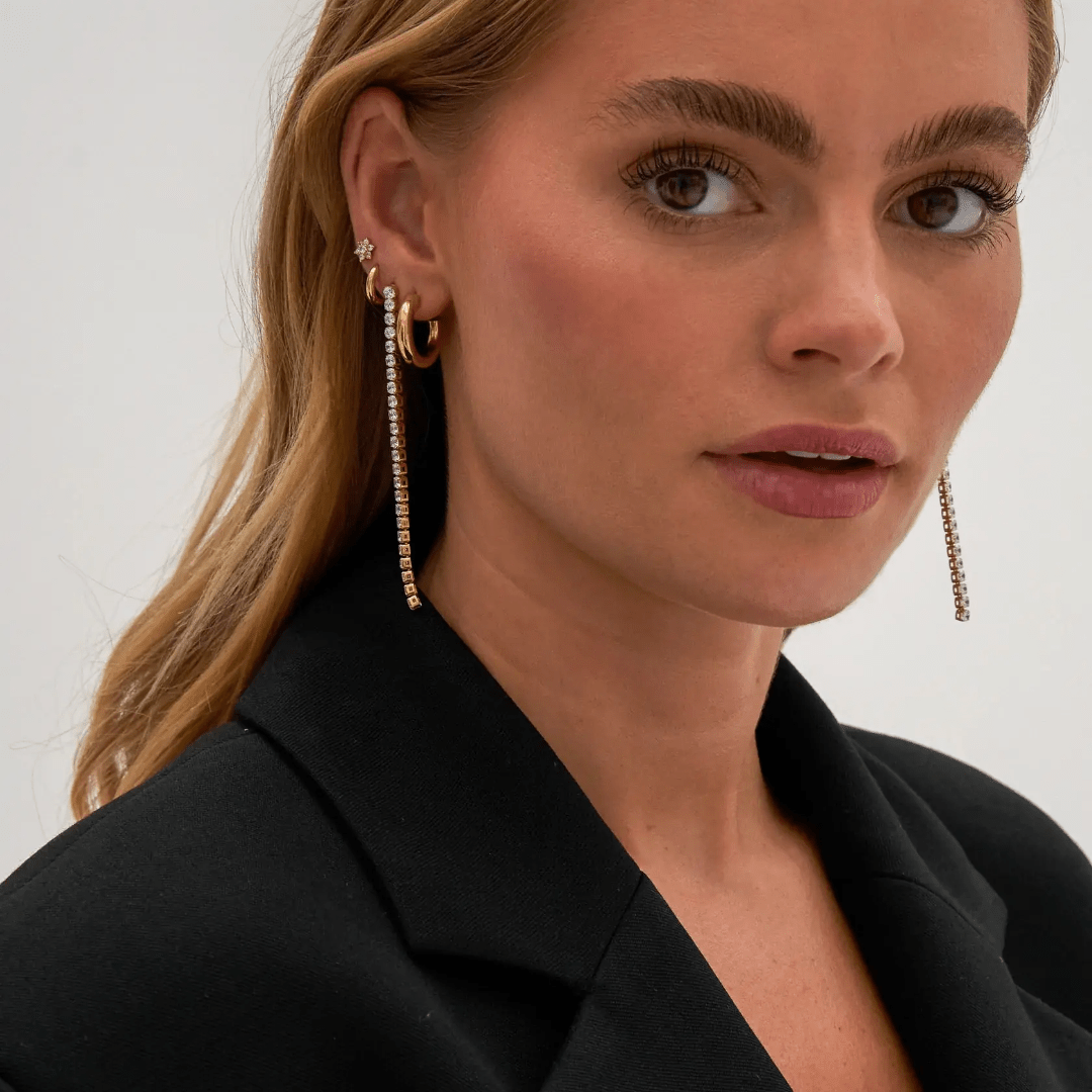 ES-312-18k Gold Plated Stainless Steel Tarnish Free Waterproof Female Earrings