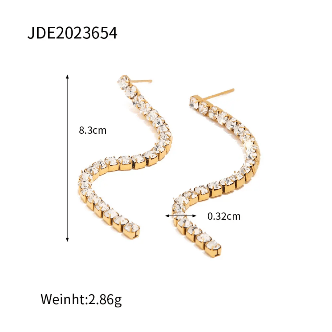 ES-312-18k Gold Plated Stainless Steel Tarnish Free Waterproof Female Earrings