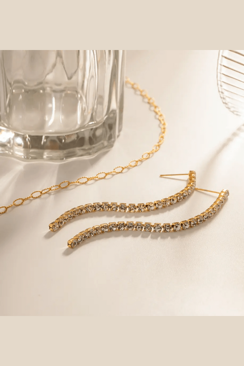 ES-312-18k Gold Plated Stainless Steel Tarnish Free Waterproof Female Earrings