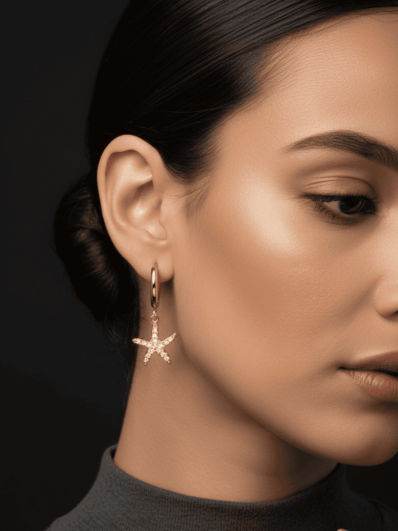 ES-310 18k Gold Plated Stainless Steel Tarnish Free Waterproof Female Earrings