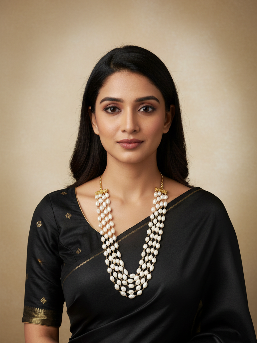 Rohini real fresh water pearl Mala